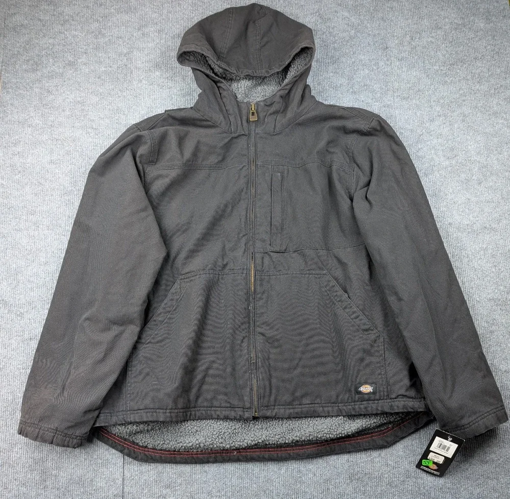 Dickies Duck Canvas Jacket Mens 2XL Fleece Lined Work Wear Hooded TJ360 Utility